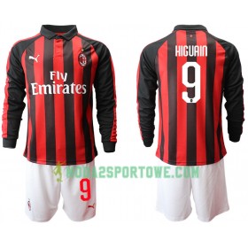 Koszulka AC Milan HIGUAIN 9 Dziecięcy Domowe Stroje Piłkarskie 2018/19 Długi Rękaw